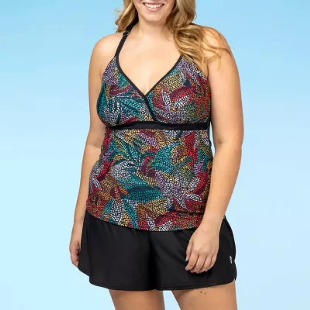 Free Country Floral Tankini Swimsuit Top Plus