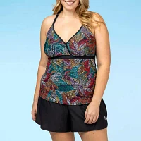 Free Country Floral Tankini Swimsuit Top Plus