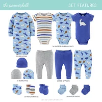 The Peanutshell Blue Dino Baby Boys 16-pc. Baby Clothing Set