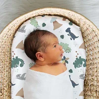 The Peanutshell Green Dino 4-pc. Bassinet Sheet