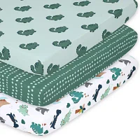 The Peanutshell Green Dino 3-pc. Playard Sheet