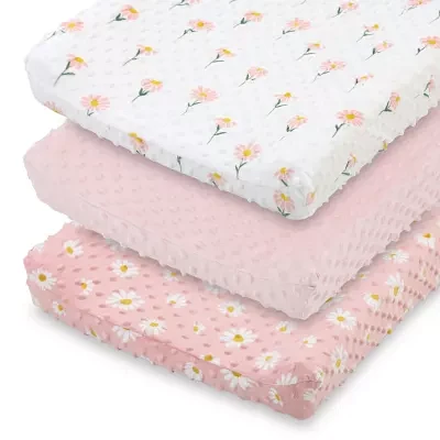 The Peanutshell Blush Daisy 3-pc. Changing Pad Cover