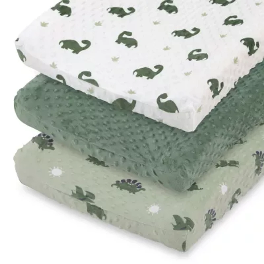 The Peanutshell Green Dino 3-pc. Changing Pad Cover