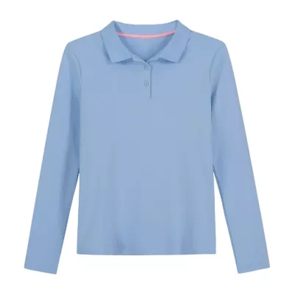 IZOD Little & Big Girls Stretch Fabric Long Sleeve Polo Shirt