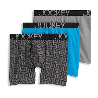 Jockey Active Stretch Mens 3 Pack Long Leg Boxer Briefs