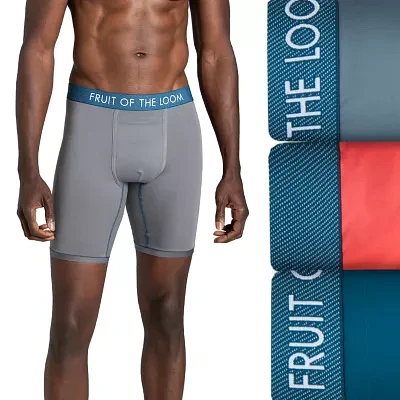 Fruit of the Loom Getaway Mens 3 Pack Long Leg Boxer Briefs