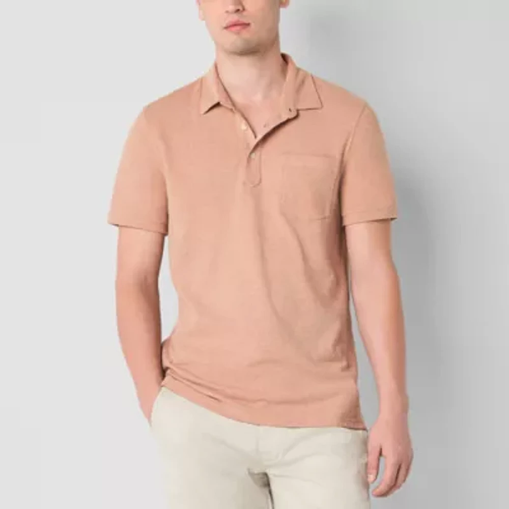 mutual weave Mens Regular Fit Short Sleeve Pocket Polo Shirt