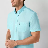 U.S. Polo Assn. Stretch Two Pocket Mens Classic Fit Short Sleeve Button-Down Shirt