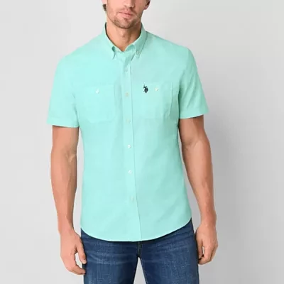 U.S. Polo Assn. Stretch Two Pocket Mens Classic Fit Short Sleeve Button-Down Shirt