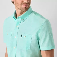 U.S. Polo Assn. Stretch Two Pocket Mens Classic Fit Short Sleeve Button-Down Shirt