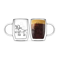 Joyjolt Mickey And Pluto Aroma 2-pc. Mickey and Friends Cappuccino Cup