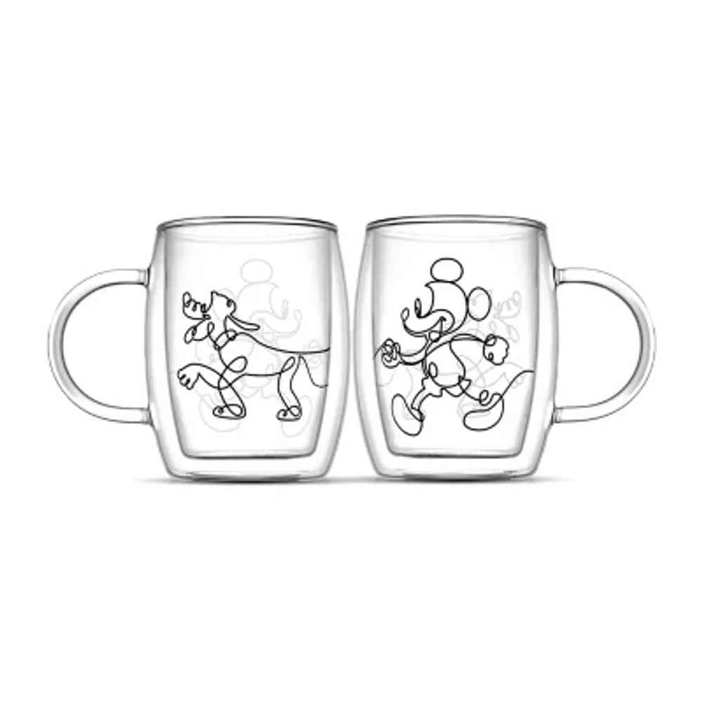 Joyjolt Mickey And Pluto Aroma 2-pc. Mickey and Friends Cappuccino Cup