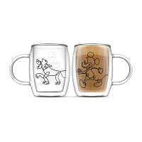 Joyjolt Mickey And Pluto Aroma 2-pc. Mickey and Friends Cappuccino Cup