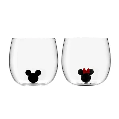 Joyjolt Mickey And Minnie Icon 2-pc. Wine Glass