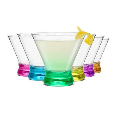 Joyjolt Hue Colored 6-pc. Martini Glass