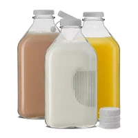 Joyjolt Glass Milk Bottles With Silicone Pour Lid Beverage Dispenser