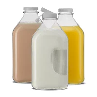 Joyjolt Glass Milk Bottles With Silicone Pour Lid Beverage Dispenser