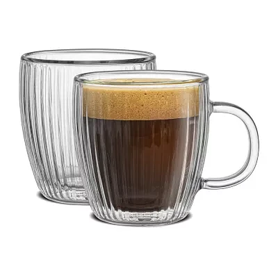 Joyjolt Fluted Savor Double Wall 5.4oz Set Espresso Cup