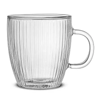 Joyjolt Fluted Savor Double Wall 2-pc. Coffee Mug