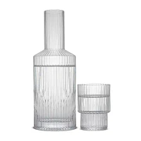 Joyjolt Elle Fluted Bedside 2-pc. Decanter Set