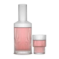 Joyjolt Elle Fluted Bedside 2-pc. Decanter Set