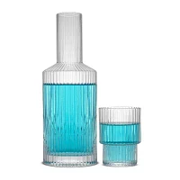 Joyjolt Elle Fluted Bedside 2-pc. Decanter Set