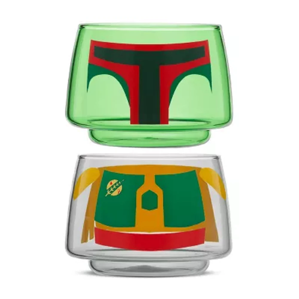 Joyjolt Boba Fett Stackable Glasses 2-pc. Drinkware Set