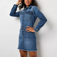 a.n.a Womens Long Sleeve Denim Dress