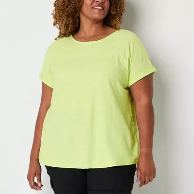St. John's Bay Womens Plus Crew Neck Short Sleeve T-Shirt
