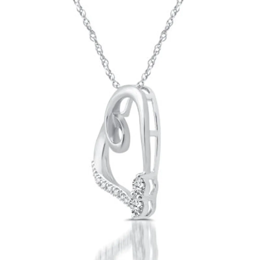 FINE JEWELRY Womens 1/ CT. T.W. Mined White Diamond 10K Gold Heart Pendant  Necklace | Plaza Las Americas