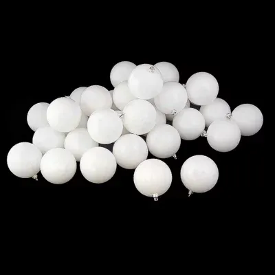 32ct Winter White Shatterproof Matte Christmas Ball Ornaments 3.25'' (80mm)