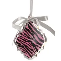 5.5'' Glittered Magenta Pink Zebra Print Teardrop Prism Christmas Ornament