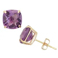 Genuine Purple Amethyst 10K Gold 8mm Stud Earrings