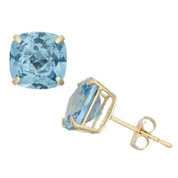 Lab Created Blue Aquamarine 10K Gold 8mm Stud Earrings