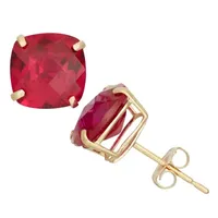 Lab Created Red Ruby 10K Gold 8mm Stud Earrings