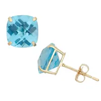 Genuine Blue Topaz 10K Gold 8mm Stud Earrings