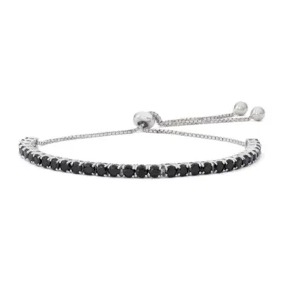 Lab Created Black Spinel Sterling Silver Bolo Bracelet