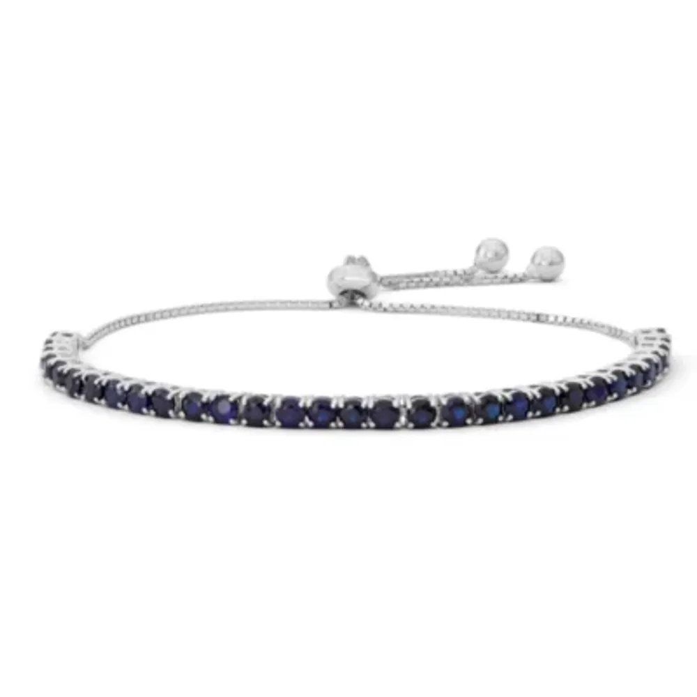 Lab Created Sapphire Sterling Silver Bolo Bracelet