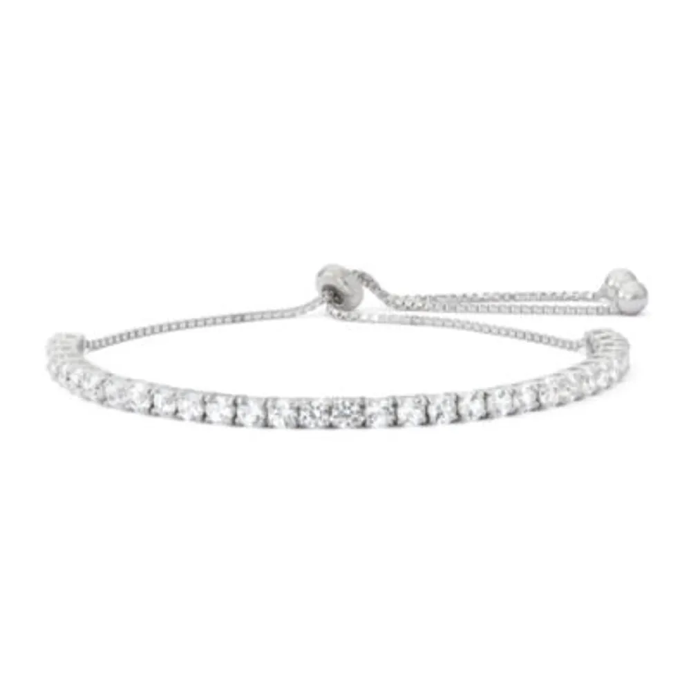 Lab Created White Sapphire Sterling Silver Bolo Bracelet