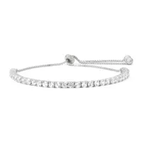 Lab Created White Sapphire Sterling Silver Bolo Bracelet