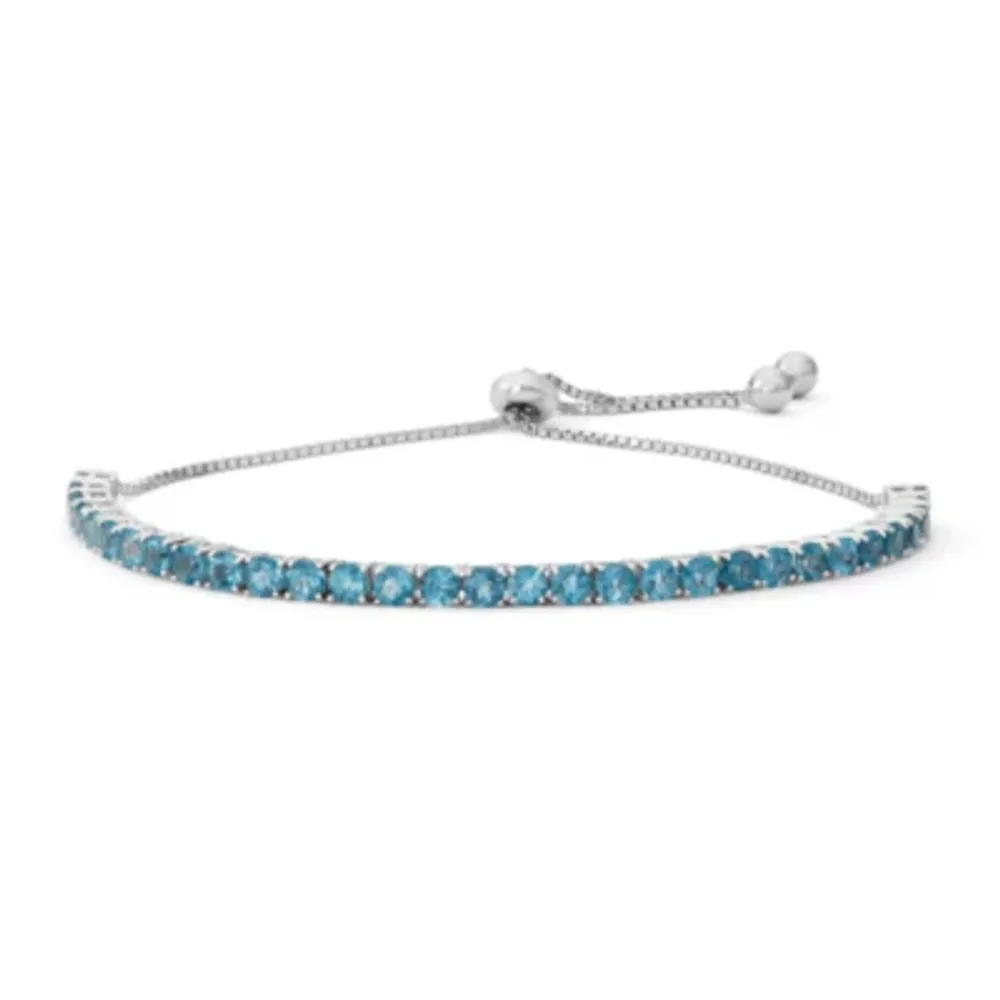 Genuine Blue Topaz Sterling Silver Bolo Bracelet