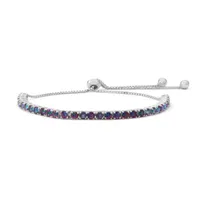 Genuine Mystic Fire Topaz Sterling Silver Bolo Bracelet