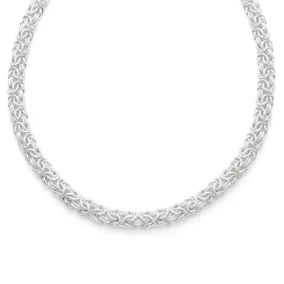Made in Italy Sterling Silver 20 Inch Semisolid Byzantine Chain Necklace