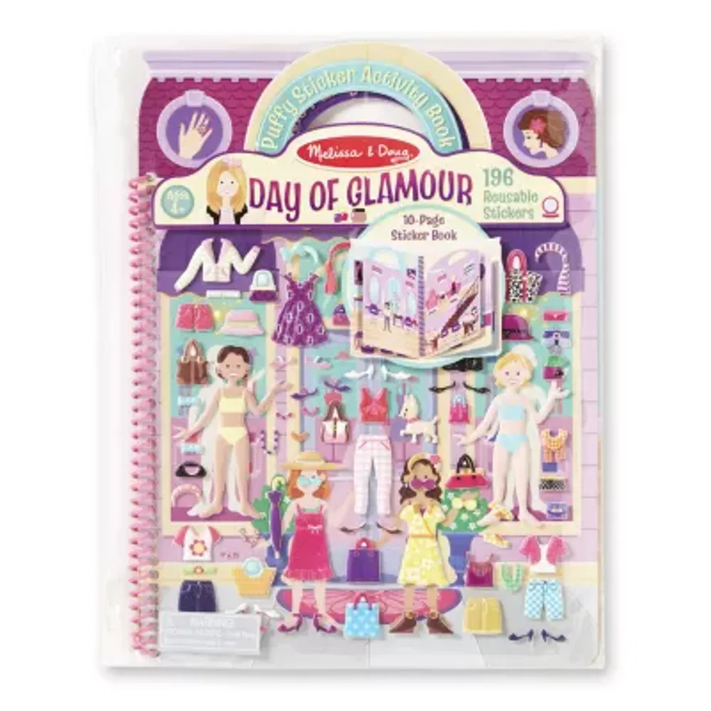 Melissa & Doug Deluxe Puffy Sticker Album - Day Of Glamour Kids Craft Kit