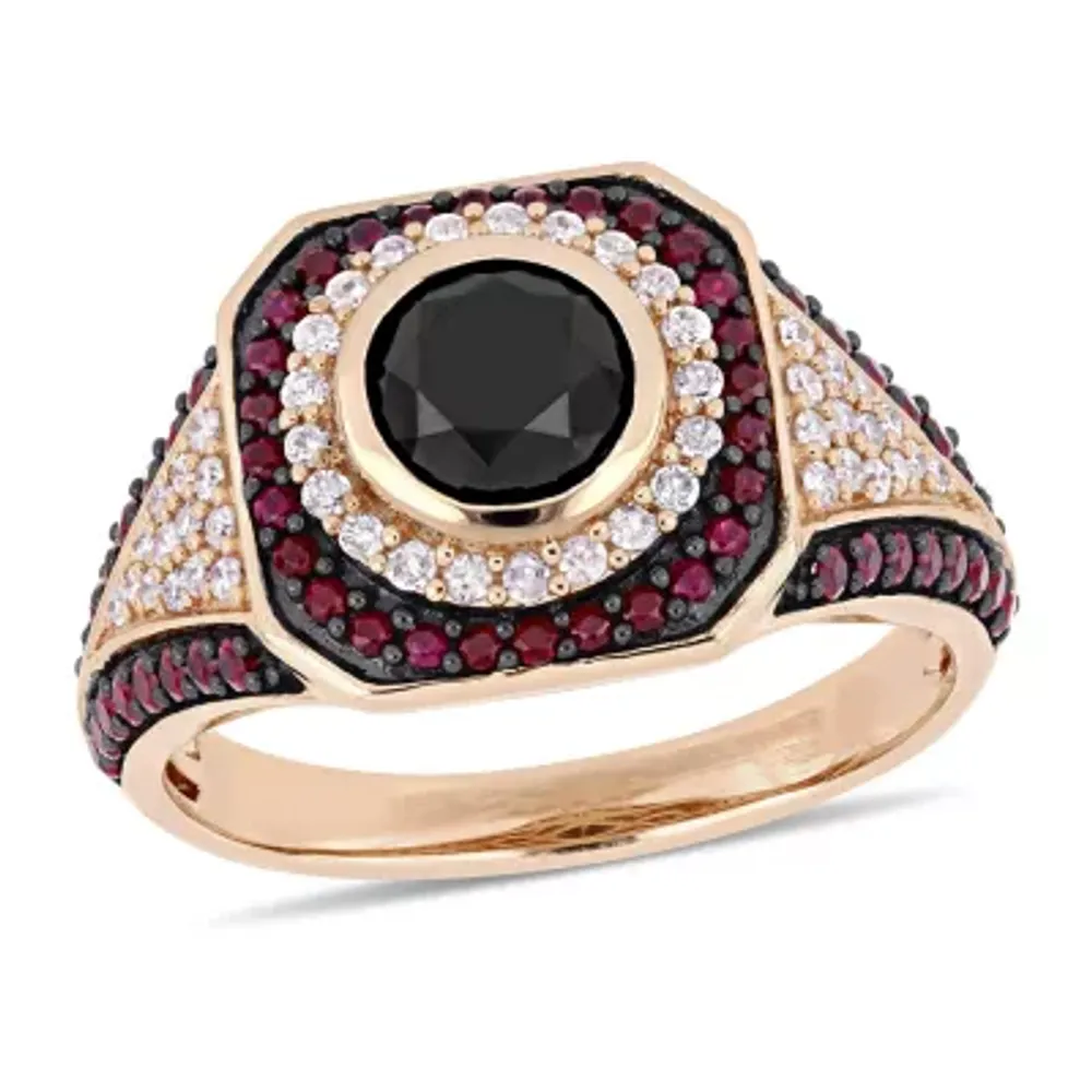 Womens 1 1/4 CT. T.W. Natural Black Diamond 10K Rose Gold Cocktail Ring