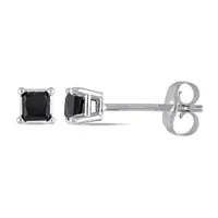 1 CT. T.W. Natural Black Diamond 10K White Gold 3.4mm Stud Earrings