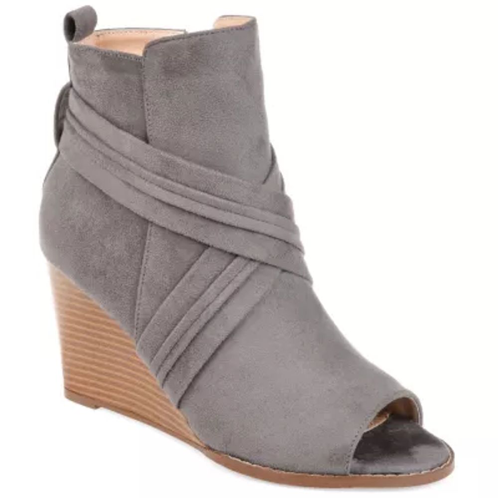 Journee Collection Womens Sabeena Booties Wedge Heel Zip