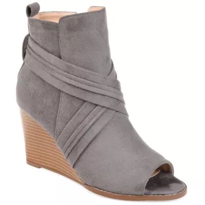 Journee Collection Womens Sabeena Booties Wedge Heel Zip