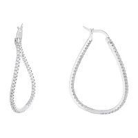 Sparkle Allure Cubic Zirconia Pure Silver Over Brass Hoop Earrings