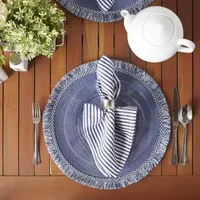 Design Imports Nautical Blue Round Fringed 6-pc. Placemats